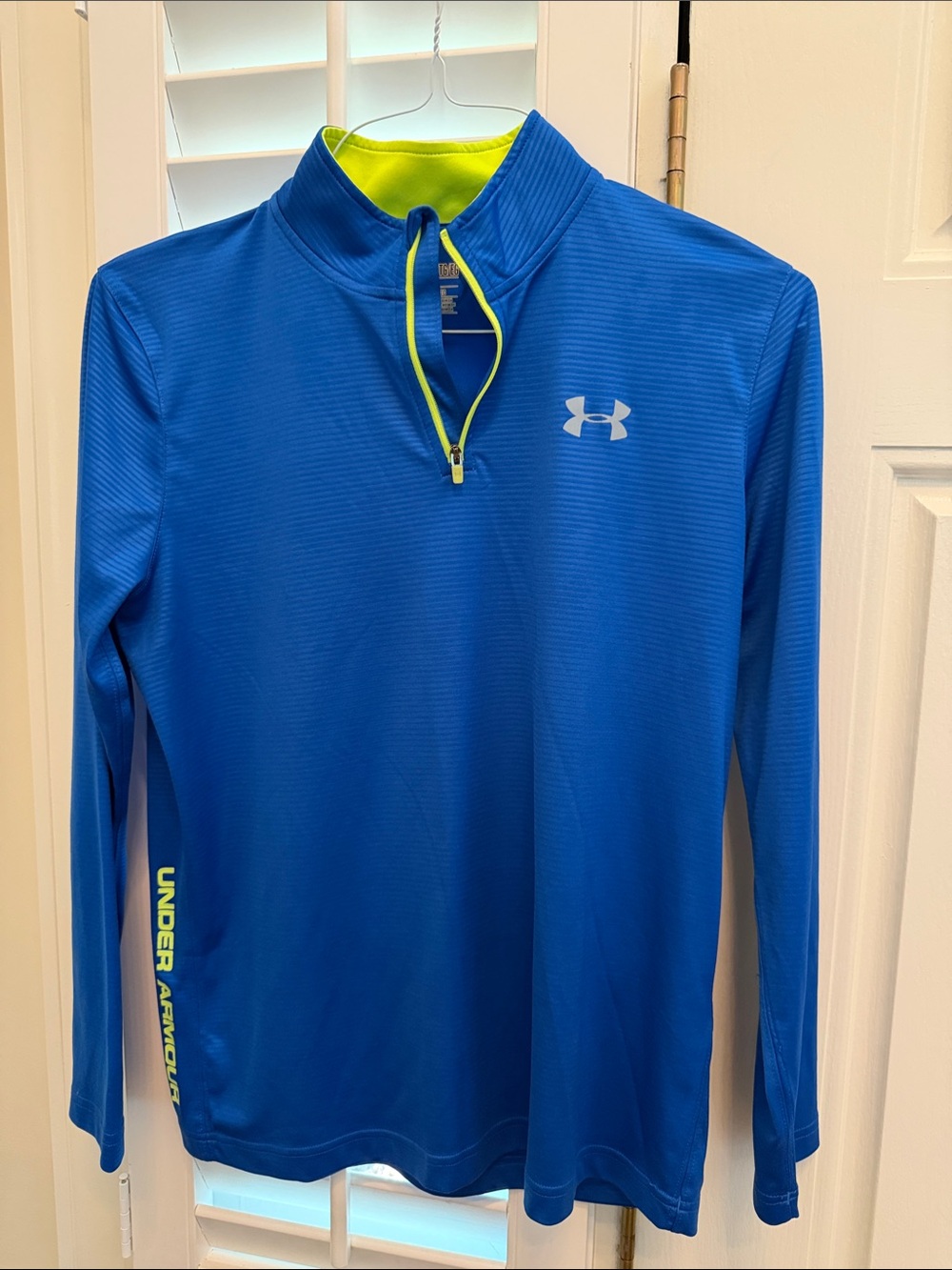 Under Armour Blue Long-Sleeve Quarter-Zip with Neon Lime Trim